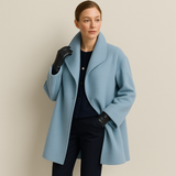 Manteau Court Laine Col Large Coupe Élégante Moderne