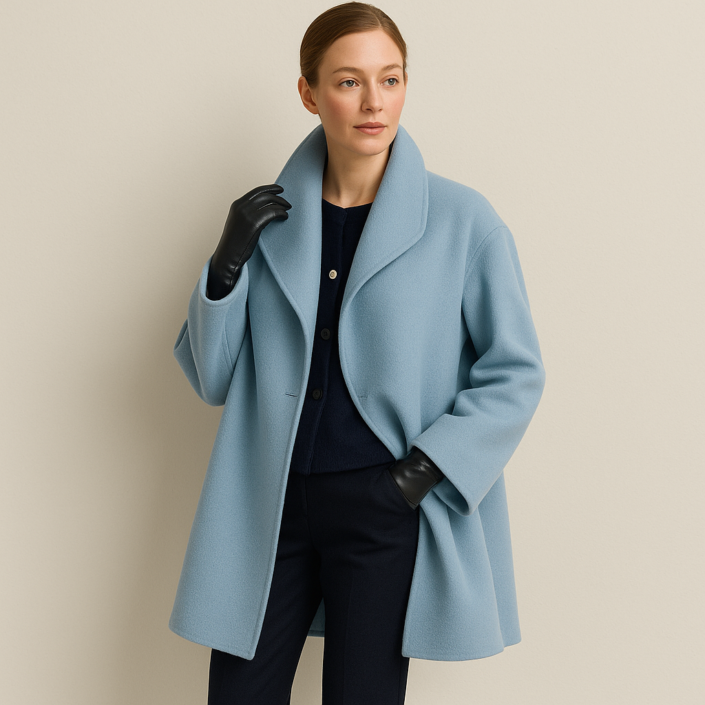 Manteau Court Laine Col Large Coupe Élégante Moderne