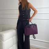 Ensemble Femme Élégant Gilet Sans Manches et Pantalon Large
