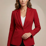 Blazer femme ajusté à col tailleur boutonné