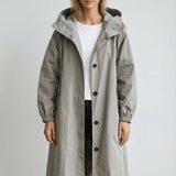 Trench-coat long femme ceinturé à col tailleur