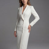 Robe blazer mi-longue boutonnée pour femme