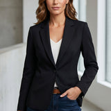 Blazer femme ajusté à col tailleur boutonné