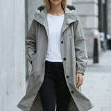 Trench-coat long femme ceinturé à col tailleur