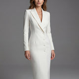 Robe blazer mi-longue boutonnée pour femme