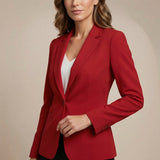 Blazer femme ajusté à col tailleur boutonné