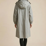 Trench-coat long femme ceinturé à col tailleur