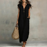 Robe Longue En Lin Gris Femme