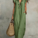 Robe Longue En Lin Gris Femme