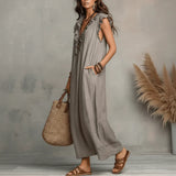 Robe Longue En Lin Gris Femme