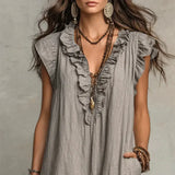 Robe Longue En Lin Gris Femme