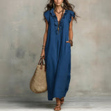 Robe Longue En Lin Gris Femme