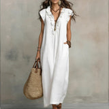 Robe Longue En Lin Gris Femme