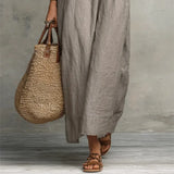 Robe Longue En Lin Gris Femme