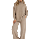 Ensemble Maille Col Roulé Pantalon Large Confort Chic