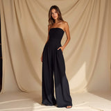 Combinaison Bustier Fluide Coupe Large Élégance Soirée