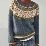 Pull femme en maille Fair Isle col bateau