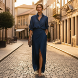 Ensemble chemise boutonnée et jupe portefeuille fendue