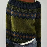 Pull femme en maille Fair Isle col bateau