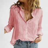 Chemise Ample à Col V et Manches Retroussées