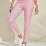 Pantalon Carreaux Vichy Ajusté Style Chic Décontracté