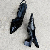 Escarpins Slingback Talon Bas Bout Pointu Élégance Moderne