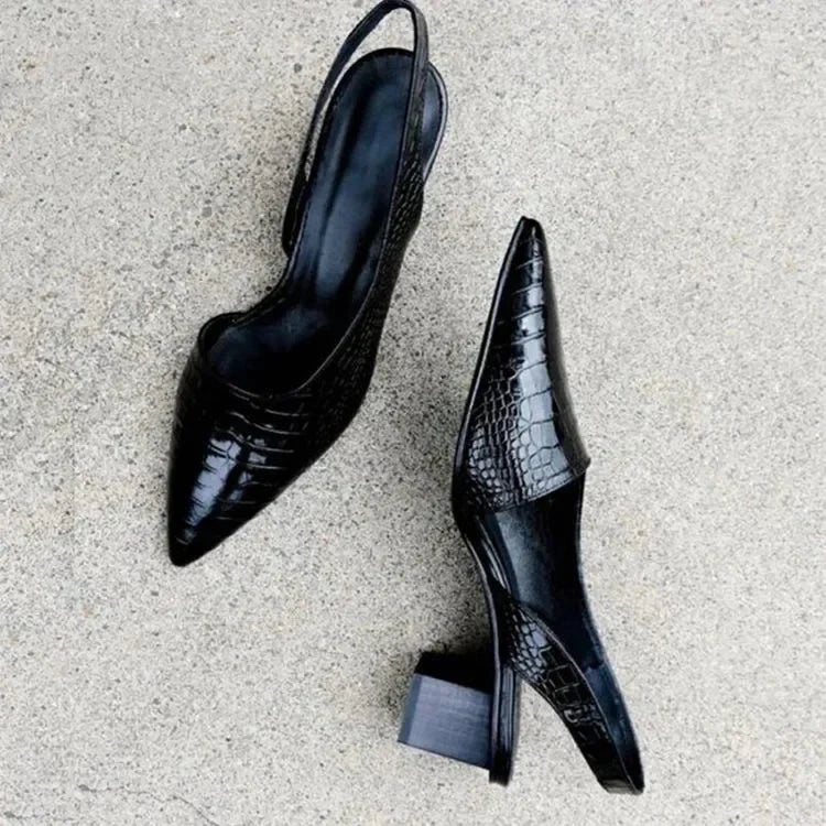 Escarpins Slingback Talon Bas Bout Pointu Élégance Moderne