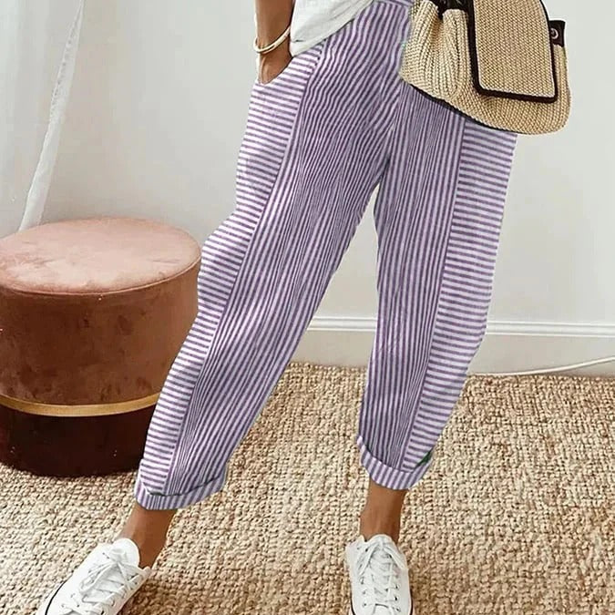 Leokadia | Pantalons d'été rayés pour les jours de détente