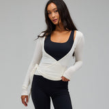 Top Cache Cœur Sport Chic Ajusté Manches Longues