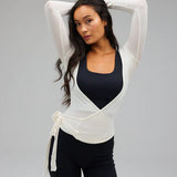 Top Cache Cœur Sport Chic Ajusté Manches Longues