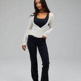 Top Cache Cœur Sport Chic Ajusté Manches Longues