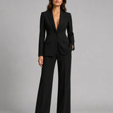 Ensemble femme blazer ajusté et pantalon large