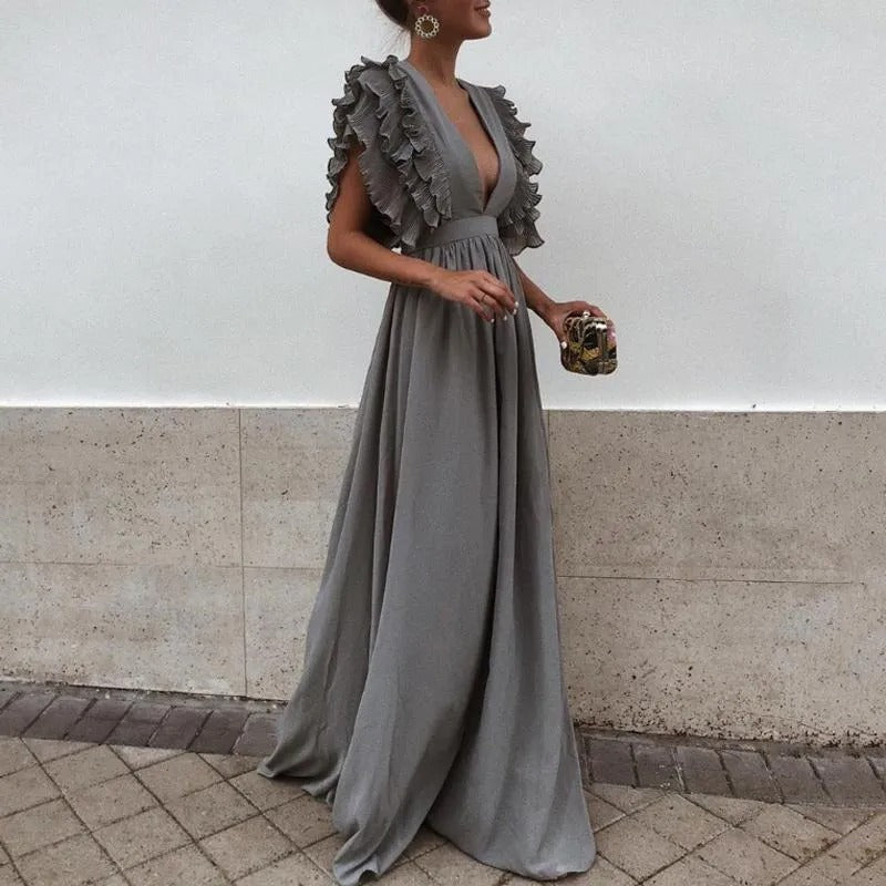 Robe Femme Longue Élégante – Robe Soirée Col V