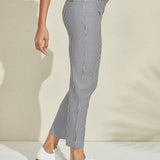 Pantalon Carreaux Vichy Ajusté Style Chic Décontracté