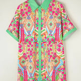 Robe Courte Imprimée à Col V