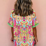 Robe Courte Imprimée à Col V