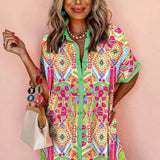 Robe Courte Imprimée à Col V