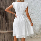 Robe Midi Brodée à Col V