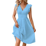 Robe Midi Brodée à Col V