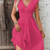 Robe Midi Brodée à Col V