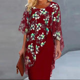 Robe Midi Fleurie à Effet Superposé