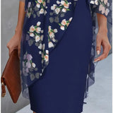 Robe Midi Fleurie à Effet Superposé