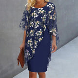 Robe Midi Fleurie à Effet Superposé