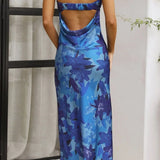 Robe Longue Bustier Fleurie Satinée