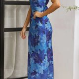 Robe Longue Bustier Fleurie Satinée