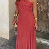 Robe Longue Asymétrique Drapée