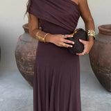 Robe Longue Asymétrique Drapée