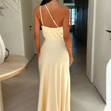 Robe Longue Asymétrique Satinée