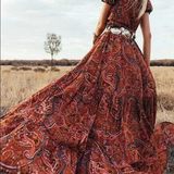 Robe Longue Imprimée à Col V