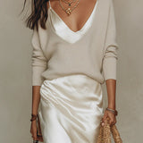 Robe Longue Satinée à Col V